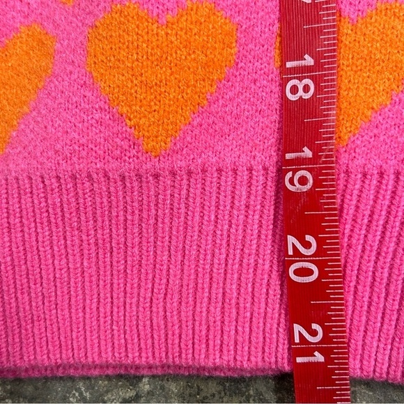 NWT THML Short Sleeve Heart Sweater Top Womens XS Pink Orange Valenti… - Picture 7 of 8